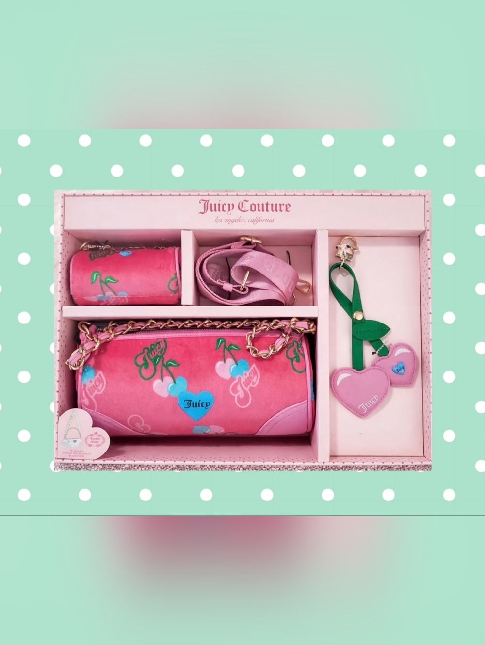 Juicy Couture Pink Cherry Heart Crossbody Bag